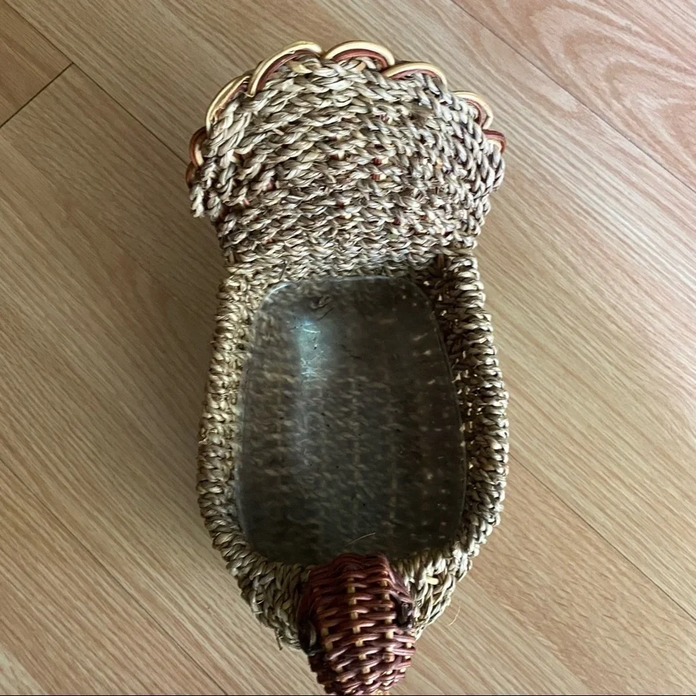 Vintage Wicker Turkey Basket Decorative Accent